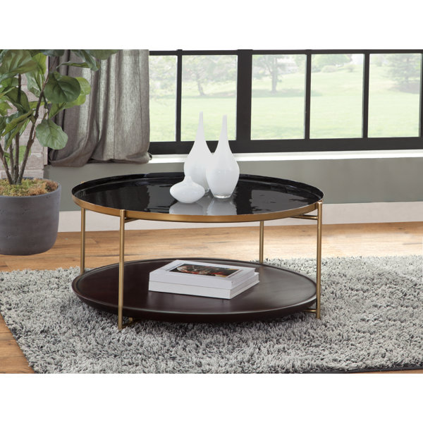 Mercer41 Shope Round Tray Top Coffee Table with Storage Wayfair